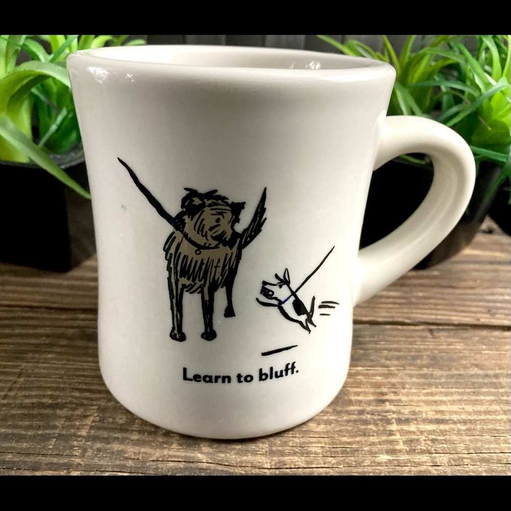 Vintage Restaurant Ware Bad Dog Wisdom Learn To Bluff | Heavy Ceramic Mug Cup